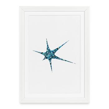 Paillettes bleues Starburst Sparkle - Affiche encadrée (27 × 37 cm) - blanc - Devant