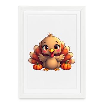 Bébé dinde de Thanksgiving - Affiche encadrée (27 × 37 cm) - blanc - Devant