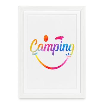 Logo de jeu de couleur de camping - Affiche encadrée (27 × 37 cm) - blanc - Devant