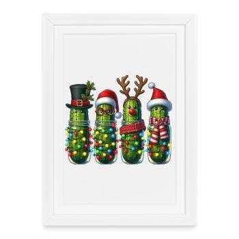 Concombres Lumières de Noël - Affiche encadrée (27 × 37 cm) - blanc - Devant