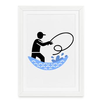 Fishing & Fishing | Petri Heil Hobby Logo - Framed poster (27 × 37 cm) - white - Front