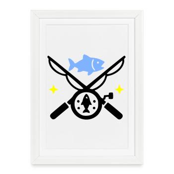 Fishing & Fishing | Petri Heil Hobby Logo - Framed poster (27 × 37 cm) - white - Front