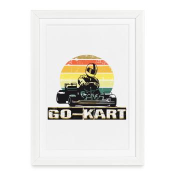 Faire du karting - Affiche encadrée (27 × 37 cm) - blanc - Devant