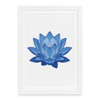 Lotus bleu – Splendeur florale géométrique - Affiche encadrée (27 × 37 cm) - blanc - Devant