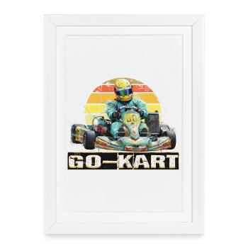 Faire du karting - Affiche encadrée (27 × 37 cm) - blanc - Devant
