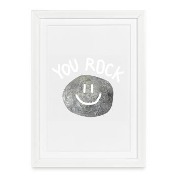 You Rock Minimal Statement Kieselstein - Affiche encadrée (27 × 37 cm) - blanc - Devant