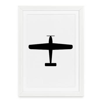Silhouette d’avion noir - Affiche encadrée (27 × 37 cm) - blanc - Devant
