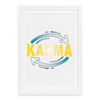 Karma - Design minimaliste et statement - Affiche encadrée (27 × 37 cm) - blanc - Devant