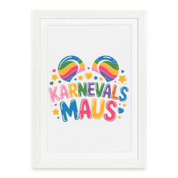 Souris de carnaval Souris de Cologne Souris de carnaval - Affiche encadrée (27 × 37 cm) - blanc - Devant