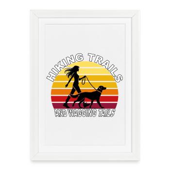 Hiking Trails and Wagging Tails Retro - Framed poster (27 × 37 cm) - white - Front