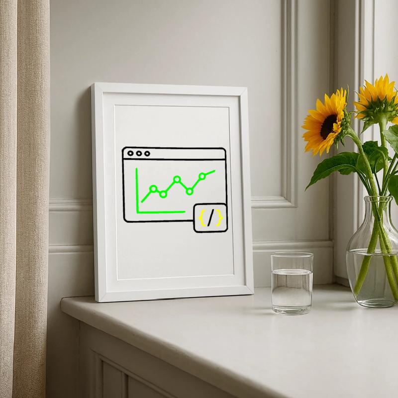 Vecteur de navigation de codage de graphiques d’analyse web Affiche encadrée (27 × 37 cm)