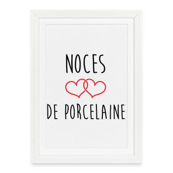 noces de porcelaine 20 ans d'amour - Affiche encadrée (27 × 37 cm) - blanc - Devant
