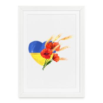 Cœur de l’Ukraine - Pavots et blé doré - Affiche encadrée (27 × 37 cm) - blanc - Devant
