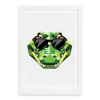 Crocodile Alligator Reptile Crocodile Adore les Crocodiles - Affiche encadrée (27 × 37 cm) - blanc - Devant