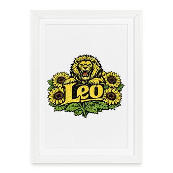 Leo Sunflower Crest - Framed poster (27 × 37 cm) - white - Front