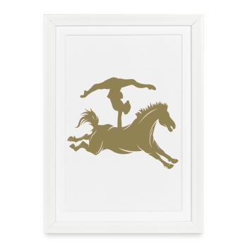 Saut en silhouette minimaliste à cheval - Affiche encadrée (27 × 37 cm) - blanc - Devant