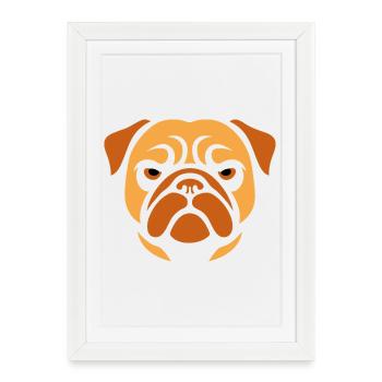 Pug , Dog head - Framed poster (27 × 37 cm) - white - Front