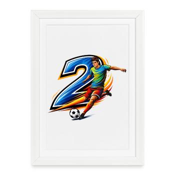 Number 2 Soccer Shirt Player Action Design - Framed poster (27 × 37 cm) - white - Front