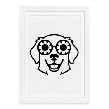 Contour des fleurs pour lunettes pour chien - Affiche encadrée (27 × 37 cm) - blanc - Devant