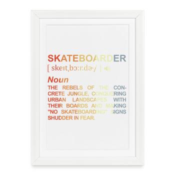 Signification de skateboarder - Affiche encadrée (27 × 37 cm) - blanc - Devant