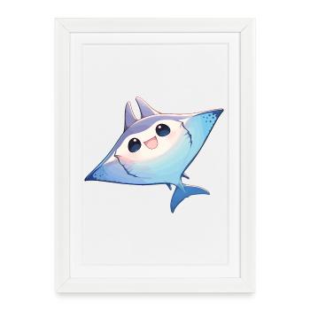 Raies Manta Raies - Affiche encadrée (27 × 37 cm) - blanc - Devant