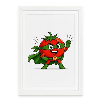 Tomato Superhero Comic Motif - Framed poster (27 × 37 cm) - white - Front