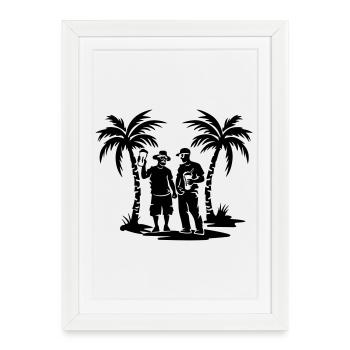 Équipe de vacances Silhouette de la plage - Affiche encadrée (27 × 37 cm) - blanc - Devant