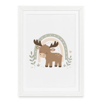 Moose Boho Rainbow – Cute Woodland Animal Design - Framed poster (27 × 37 cm) - white - Front