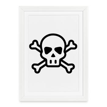 tête de mort pirate - Affiche encadrée (27 × 37 cm) - blanc - Devant