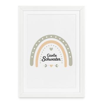 Boho Regenbogen | Schwester | Geschwisterdesign - Gerahmtes Poster (27 × 37 cm) - Weiß - Vorne