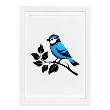 Jardin des mésanges bleues - Affiche encadrée (27 × 37 cm) - blanc - Devant