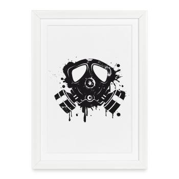 Masque à gaz graffiti - Affiche encadrée (27 × 37 cm) - blanc - Devant