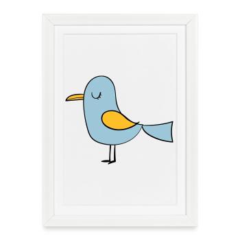 oiseau - Affiche encadrée (27 × 37 cm) - blanc - Devant