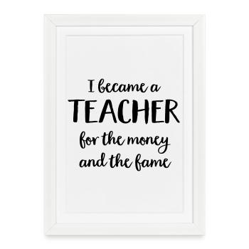 teacher - Framed poster (27 × 37 cm) - white - Front