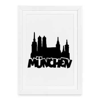 München Skyline - Gerahmtes Poster (27 × 37 cm) - Weiß - Vorne