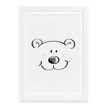 Tête d'Ours - Ours - Ours - Ours en peluche - Grizzly - Affiche encadrée (27 × 37 cm) - blanc - Devant