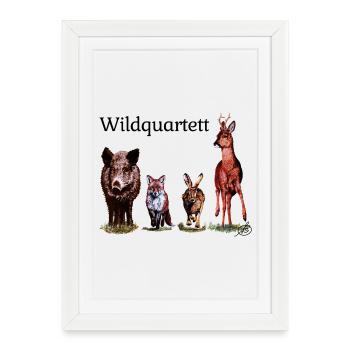 Quatuor sauvage - Affiche encadrée (27 × 37 cm) - blanc - Devant