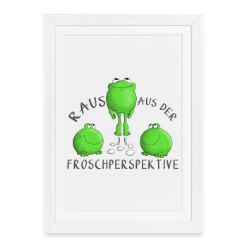 Motivation frog - Framed poster (27 × 37 cm) - white - Front