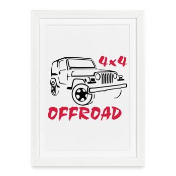 T-shirt Jeep 4x4 Offroad - Affiche encadrée (27 × 37 cm) - blanc - Devant