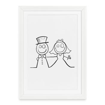 Couple de mariage drôle - Affiche encadrée (27 × 37 cm) - blanc - Devant