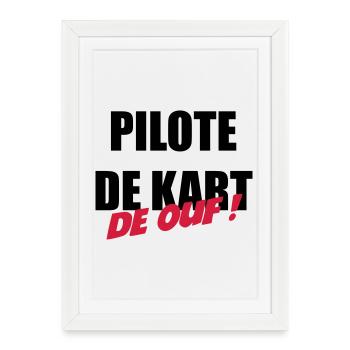 Karting / Kart / Pilote / Voiture - Affiche encadrée (27 × 37 cm) - blanc - Devant