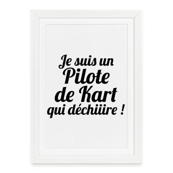 Karting / Kart / Pilote / Voiture - Affiche encadrée (27 × 37 cm) - blanc - Devant