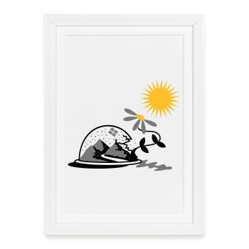 Snow globe with sunflower and sun - Framed poster (27 × 37 cm) - white - Front