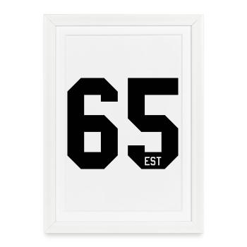 Design numéroté 65 – Typographie en bloc EST - Affiche encadrée (27 × 37 cm) - blanc - Devant
