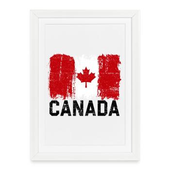 Art de feuilles d’érable avec drapeau du Canada Grunge - Affiche encadrée (27 × 37 cm) - blanc - Devant