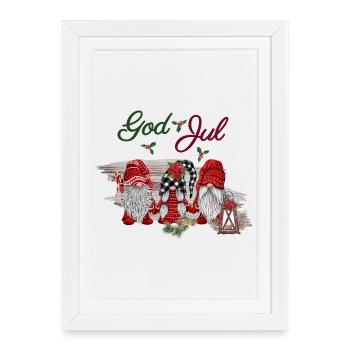 Dieu jul Joyeux Noël Noël Design - Affiche encadrée (27 × 37 cm) - blanc - Devant