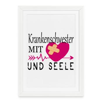 Krankenschwester mit Herz - Gerahmtes Poster (27 × 37 cm) - Weiß - Vorne