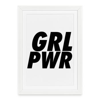 GRL PWR | Féministe minimaliste audacieuse - Affiche encadrée (27 × 37 cm) - blanc - Devant