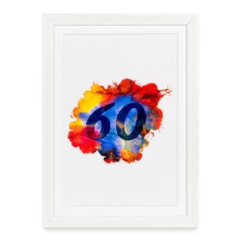 60e anniversaire - Aquarelle - Affiche encadrée (27 × 37 cm) - blanc - Devant