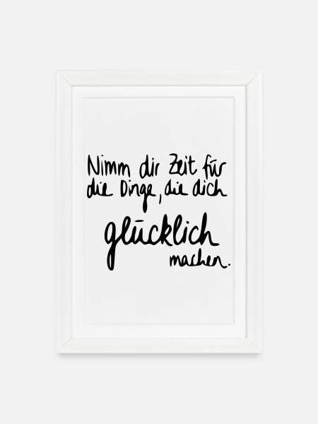 Zeit für Glück - Gerahmtes Poster (27 × 37 cm) - Weiß